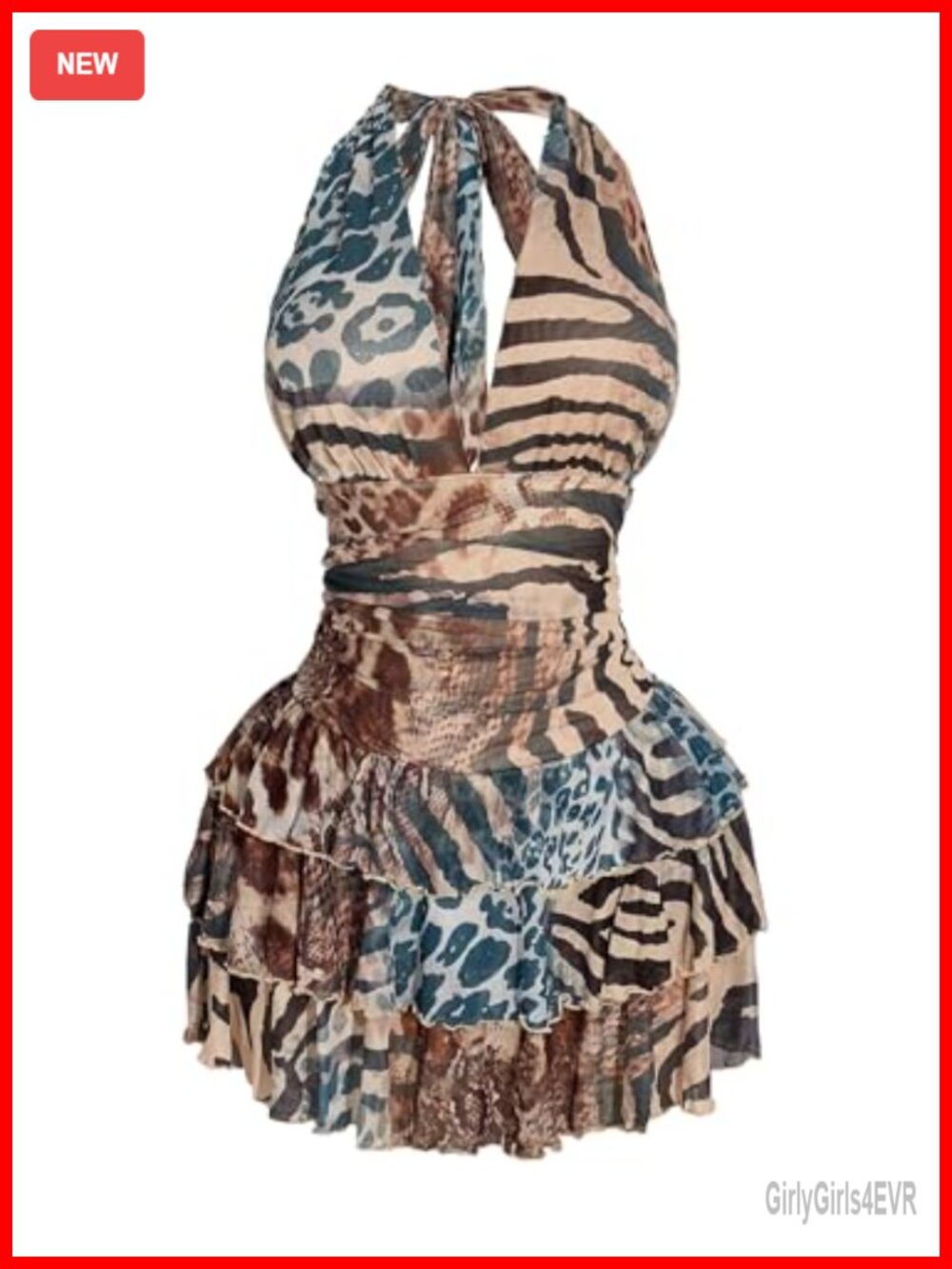 Plus Size Halter Mesh Party Dress with Built-in Shorts Y2K